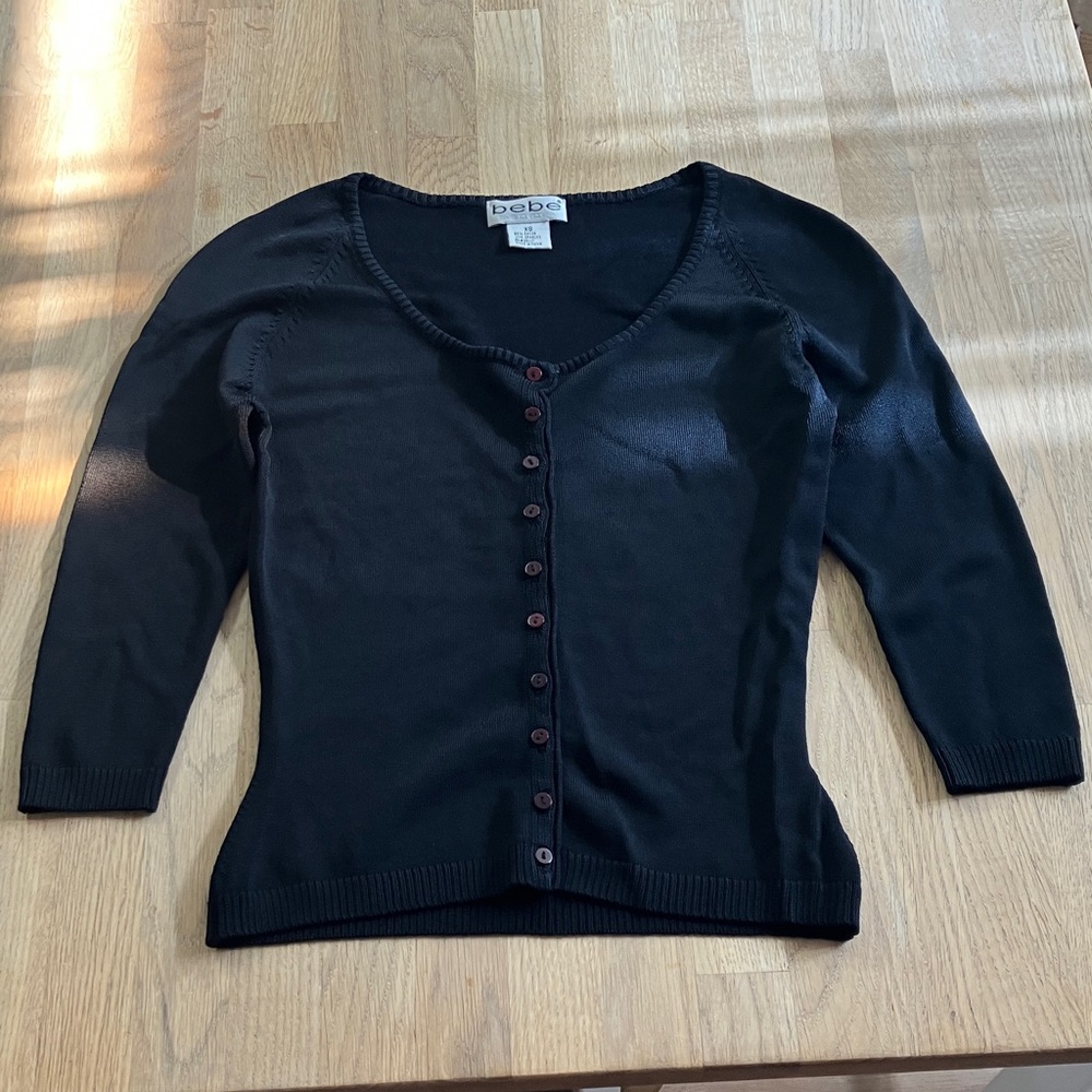 Y2K Bebe Black Button-Up Cardigan Size:XS